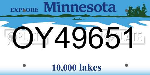 OY49651 Minnesota License Plate