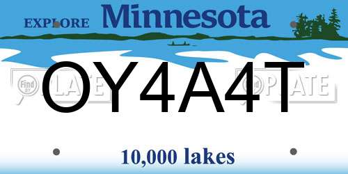OY4A4T Minnesota License Plate