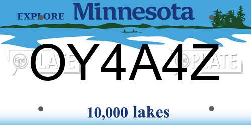 OY4A4Z Minnesota License Plate