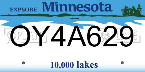 OY4A629 Minnesota License Plate