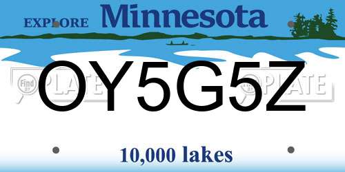 OY5G5Z Minnesota License Plate