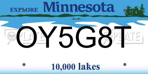 OY5G8T Minnesota License Plate