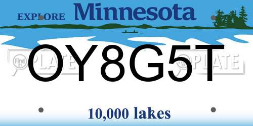 OY8G5T Minnesota License Plate