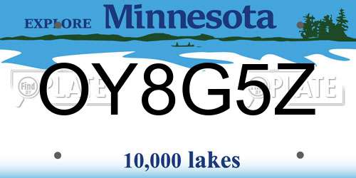 OY8G5Z Minnesota License Plate