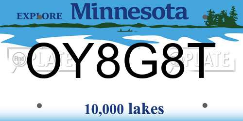 OY8G8T Minnesota License Plate