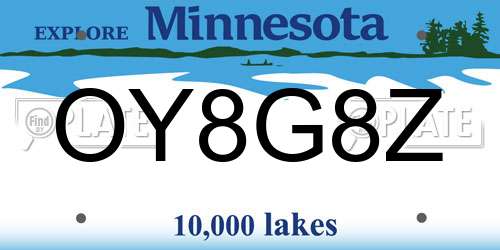 OY8G8Z Minnesota License Plate