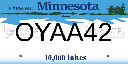 OYAA42 Minnesota License Plate