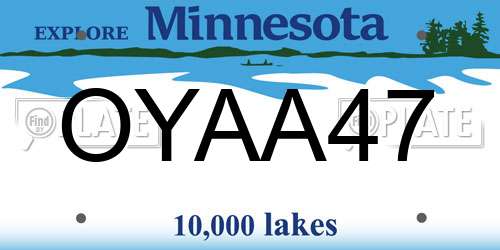 OYAA47 Minnesota License Plate