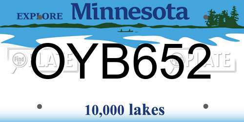 OYB652 Minnesota License Plate