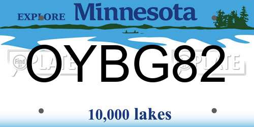 OYBG82 Minnesota License Plate