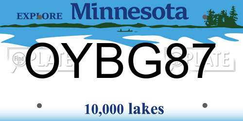 OYBG87 Minnesota License Plate