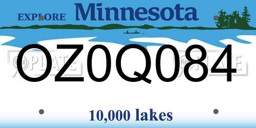 OZ0Q084 Minnesota License Plate