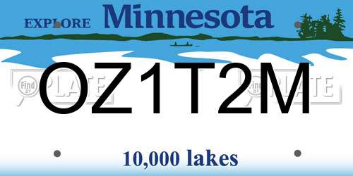 OZ1T2M Minnesota License Plate