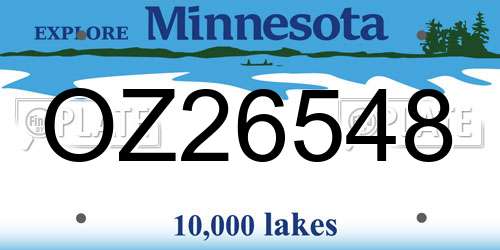OZ26548 Minnesota License Plate