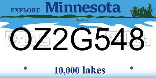 OZ2G548 Minnesota License Plate