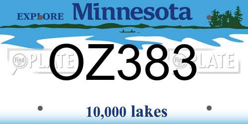 OZ383 Minnesota License Plate