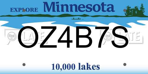 OZ4B7S Minnesota License Plate