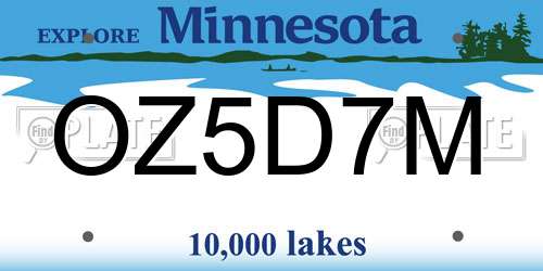OZ5D7M Minnesota License Plate