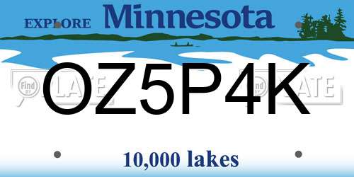 OZ5P4K Minnesota License Plate