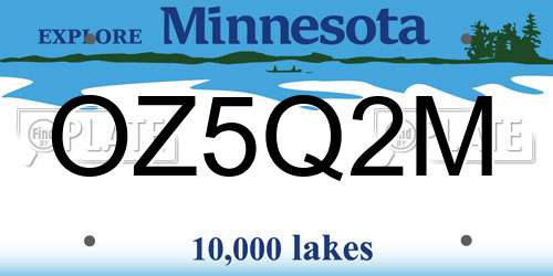 OZ5Q2M Minnesota License Plate