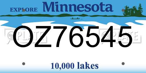 OZ76545 Minnesota License Plate