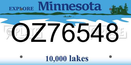 OZ76548 Minnesota License Plate