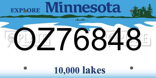 OZ76848 Minnesota License Plate