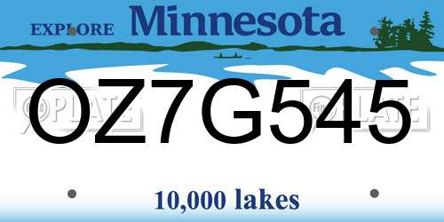 OZ7G545 Minnesota License Plate