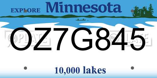OZ7G845 Minnesota License Plate