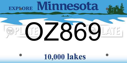 OZ869 Minnesota License Plate
