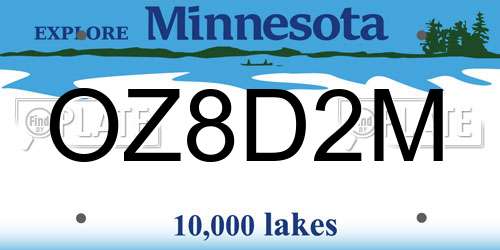 OZ8D2M Minnesota License Plate