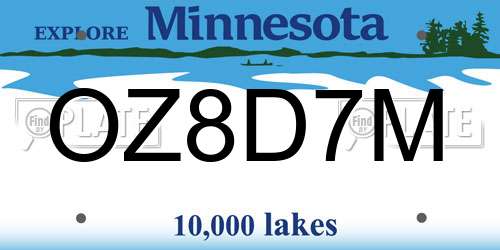 OZ8D7M Minnesota License Plate
