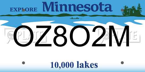 OZ8O2M Minnesota License Plate
