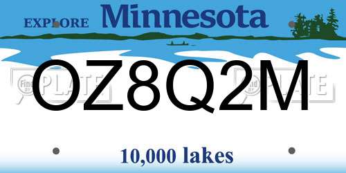OZ8Q2M Minnesota License Plate