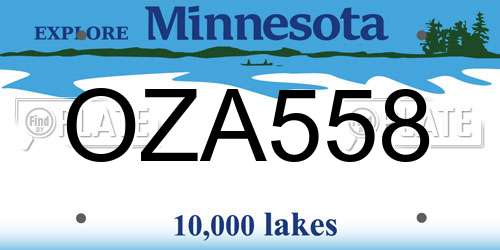 OZA558 Minnesota License Plate