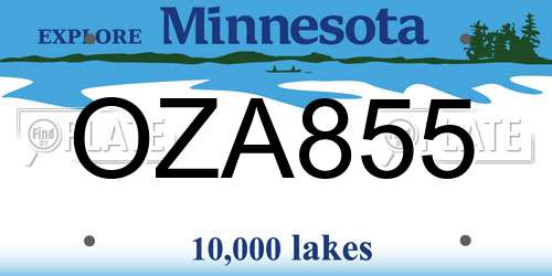 OZA855 Minnesota License Plate