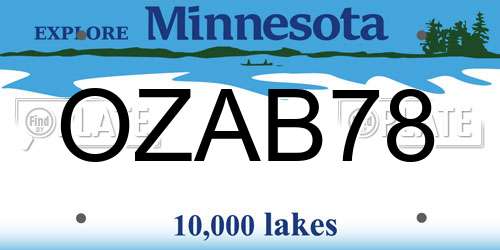 OZAB78 Minnesota License Plate