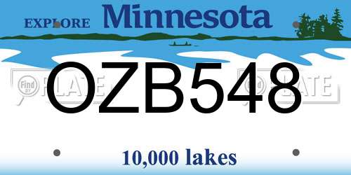 OZB548 Minnesota License Plate