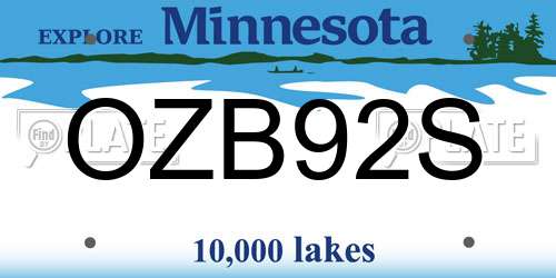 OZB92S Minnesota License Plate