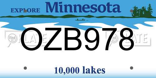 OZB978 Minnesota License Plate