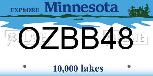 OZBB48 Minnesota License Plate