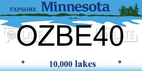 OZBE40 Minnesota License Plate