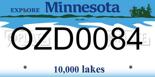 OZD0084 Minnesota License Plate