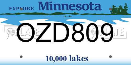 OZD809 Minnesota License Plate