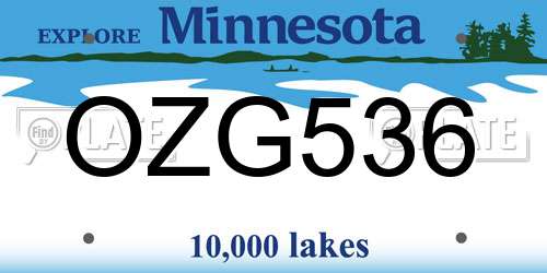 OZG536 Minnesota License Plate