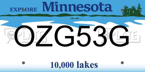 OZG53G Minnesota License Plate