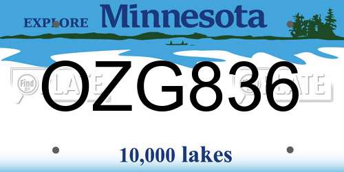 OZG836 Minnesota License Plate