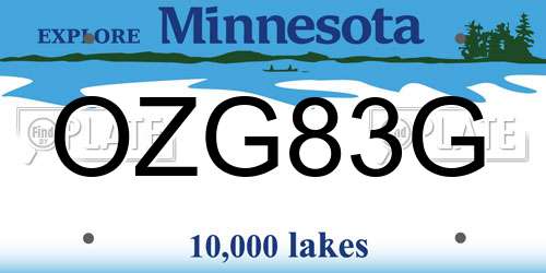OZG83G Minnesota License Plate