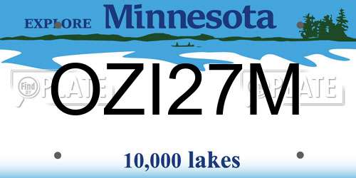 OZI27M Minnesota License Plate