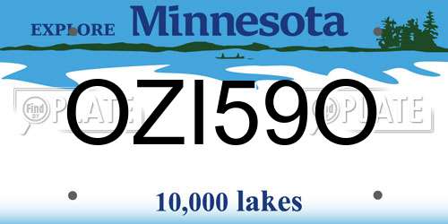 OZI59O Minnesota License Plate